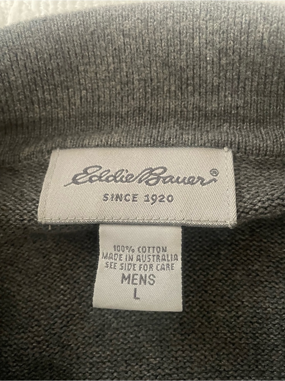 Eddie Bauer Men's Gray Crewneck Cotton Sweater